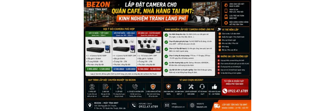 Lắp Đặt Camera Cho Quán Cafe, Nhà Hàng Tại BMT: Kinh Nghiệm Tránh Lãng Phí
