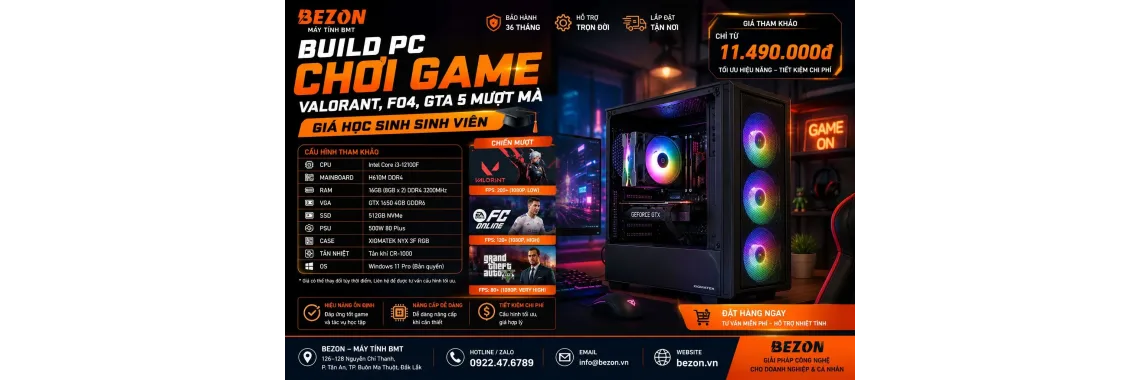 Build PC Chơi Game Valorant, FO4, GTA 5 Mượt Mà Giá Học Sinh Sinh Viên