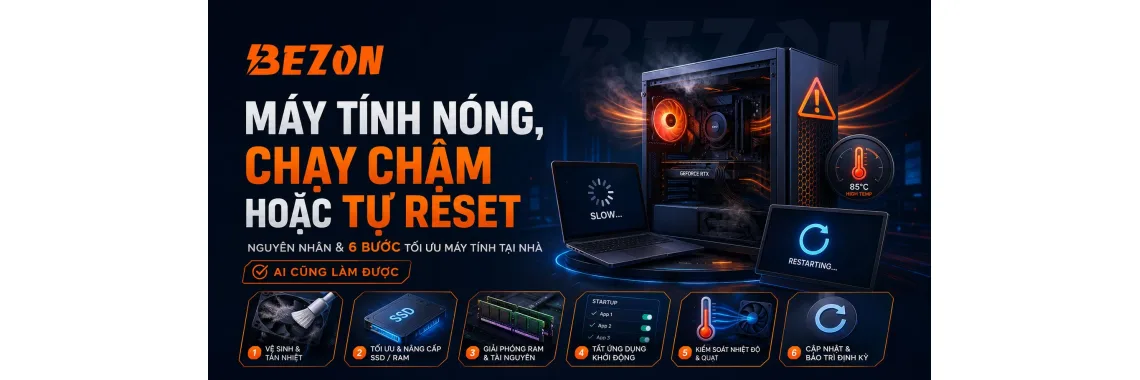 Máy Tính Nóng, Chạy Chậm Hoặc Tự Reset: Nguyên Nhân & 6 Bước Tối Ưu Máy Tính Tại Nhà Ai Cũng Làm Được