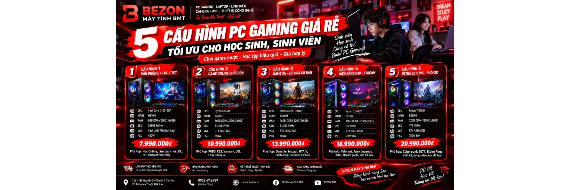 5 Cấu Hình PC Gaming Giá Rẻ Tối Ưu Cho Học Sinh, Sinh Viên