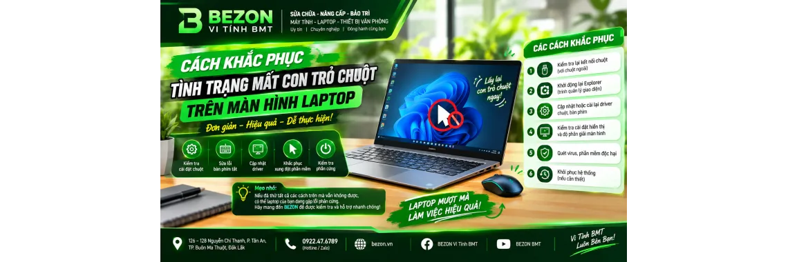 Cách khắc phục tình trạng mất con trỏ chuột trên màn hình laptop