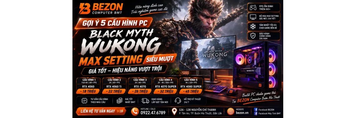 Gợi ý 5 cấu hình PC chơi Black Myth: Wukong Max Setting siêu mượt, giá tốt