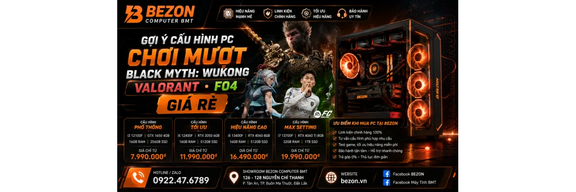Gợi ý cấu hình PC chơi mượt Black Myth: Wukong, Valorant, FO4 giá rẻ