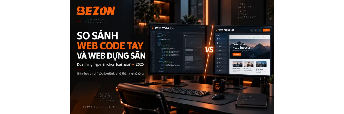 So Sánh Web Code Tay Và Web Dựng Sẵn 2026: Doanh Nghiệp Nên Chọn Loại Nào?