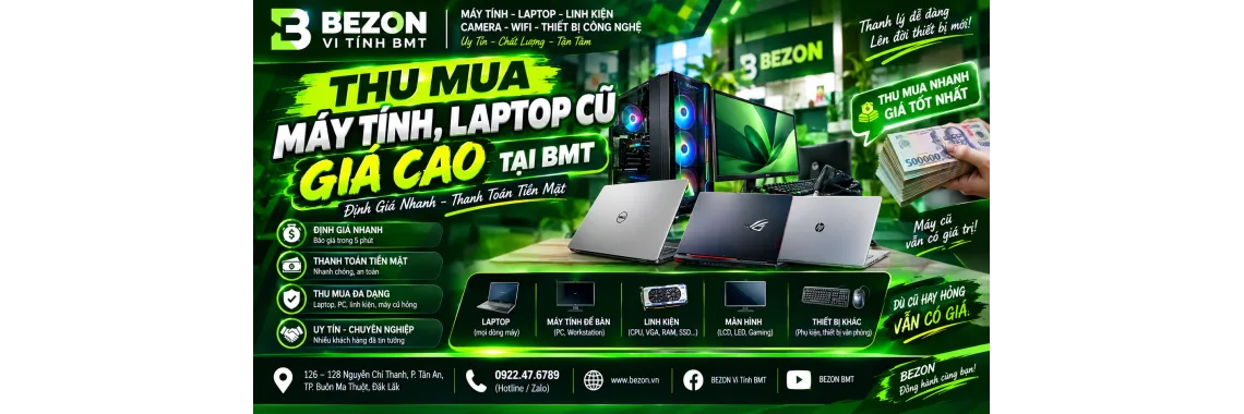 Thu Mua Máy Tính, Laptop Cũ Giá Cao Tại BMT – Định Giá Nhanh, Thanh Toán Tiền Mặt