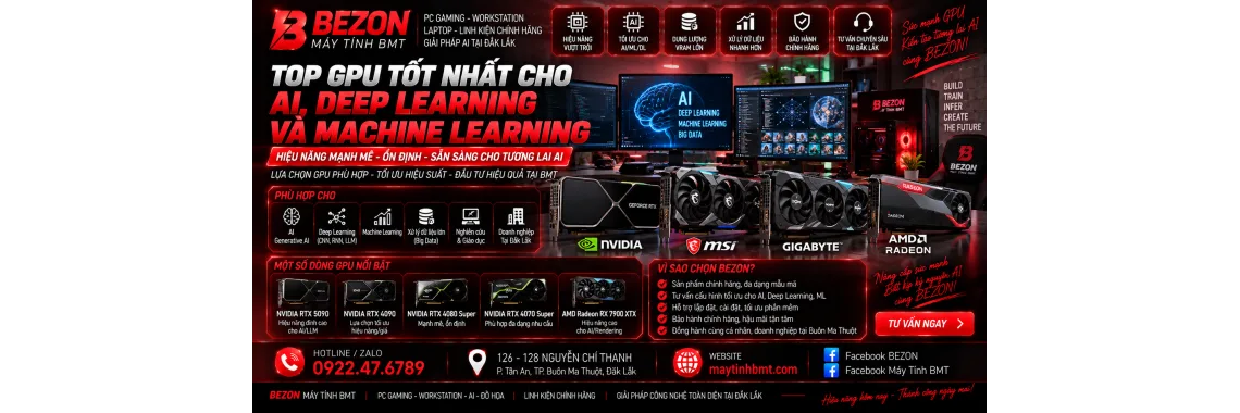 Top GPU Tốt Nhất Cho AI, Deep Learning và Machine Learning