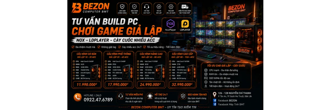 Tư vấn Build PC chơi game giả lập (Nox, LDPlayer) cày cuốc nhiều acc không giật lag