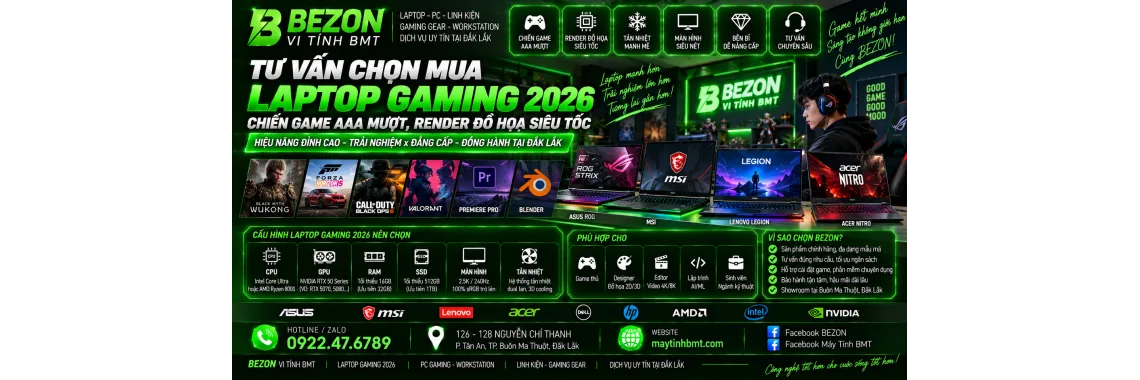 Tư Vấn Chọn Mua Laptop Gaming 2026: Chiến Game AAA Mượt, Render Đồ Họa Siêu Tốc
