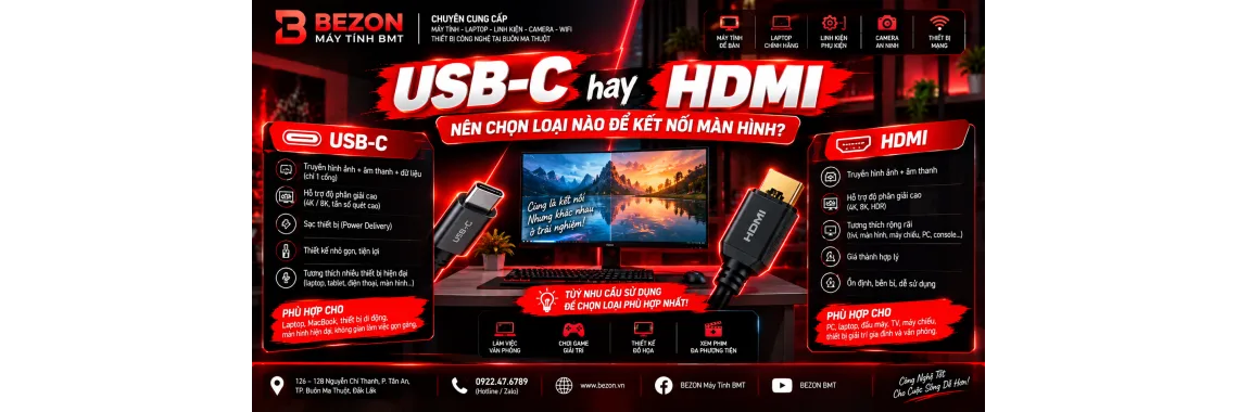 USB-C hay HDMI: Nên chọn loại nào để kết nối màn hình?