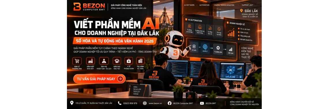 Viết Phần Mềm AI Cho Doanh Nghiệp Tại Đắk Lắk: Số Hóa Và Tự Động Hóa Vận Hành 2026