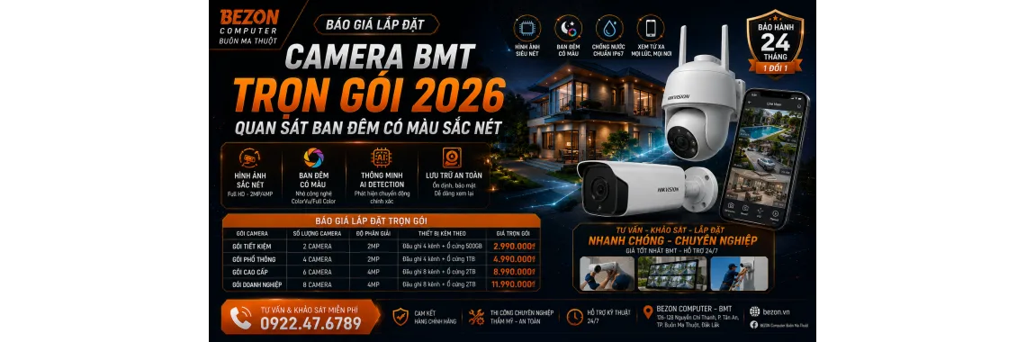 Báo Giá Lắp Đặt Camera BMT Trọn Gói 2026 – Quan Sát Ban Đêm Có Màu Sắc Nét