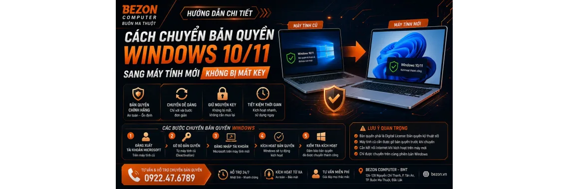 Cách Chuyển Bản Quyền Windows 10/11 Sang Máy Tính Mới Không Bị Mất Key