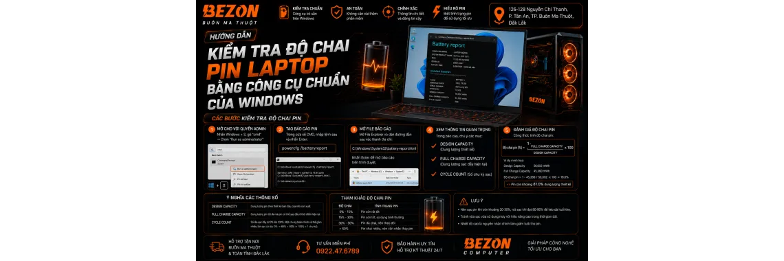 Hướng Dẫn Kiểm Tra Độ Chai Pin Laptop Trên Windows