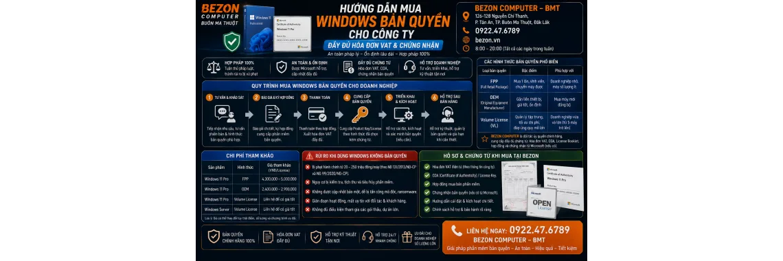 Hướng Dẫn Mua Windows Bản Quyền Cho Công Ty Đầy Đủ Hóa Đơn VAT & Chứng Nhận