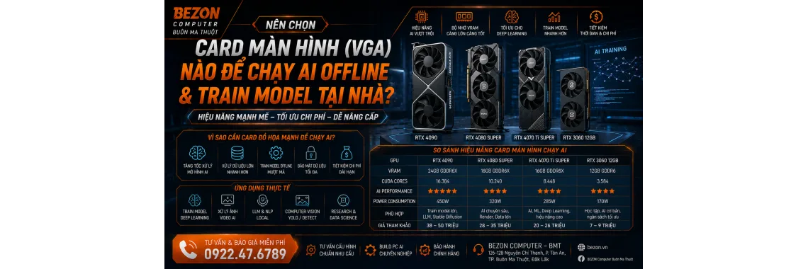 Nên Chọn Card Màn Hình (VGA) Nào Để Chạy AI Offline & Train Model Tại Nhà?