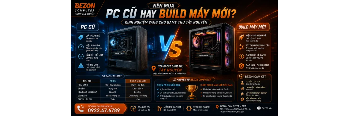 Nên Mua PC Cũ Hay Build Máy Mới? Kinh Nghiệm Vàng Cho Game Thủ Tây Nguyên