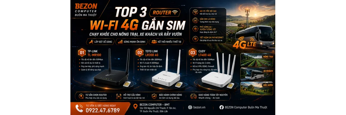 Top 3 Router Wi-Fi 4G Gắn SIM Chạy Khỏe Cho Nông Trại, Xe Khách Và Rẫy Vườn