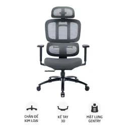 Ghế công thái học WARRIOR Hero WEC509 | Đen xám, 150kg, Chân xoay, Lưng lưới - Bezon Buôn Ma Thuột