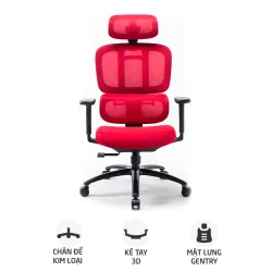 Ghế công thái học WARRIOR Hero WEC509 | Đen đỏ, 150kg, Chân xoay, Lưng lưới - Bezon Buôn Ma Thuột