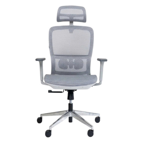 Ghế công thái học GAMI LUM2 | Xám, 150kg, Chân xoay, tay 2D, Lưng lưới