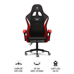 Ghế gaming CENTAUR Gundam Universe | Đen đỏ, 150kg, Chân xoay, Da PU - Bezon Buôn Ma Thuột