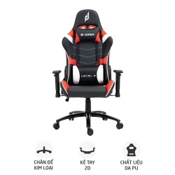 Ghế gaming E DRA Level E EGC229 | Đen đỏ, 150kg, Chân xoay, Da PU - Bezon Buôn Ma Thuột