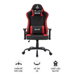 Ghế gaming WARRIOR Raider WGC207 | Đen đỏ, 120kg, Chân xoay, Da PU - Bezon Buôn Ma Thuột