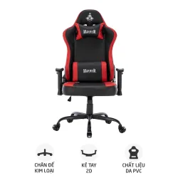Ghế gaming WARRIOR Raider WGC207 | Đen đỏ, 120kg, Chân xoay, Da PU - Bezon Buôn Ma Thuột