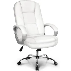 Ghế văn phòng OEM 1057 | Trắng, 100kg, Chân xoay, Da PU - Bezon Buôn Ma Thuột