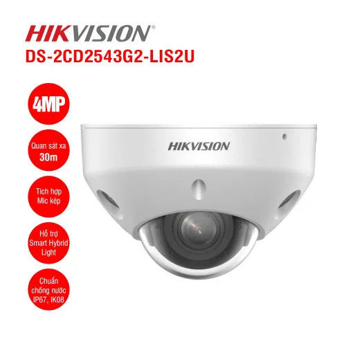 Bán camera IP Dome 4MP Hikvision DS-2CD2543G2-LIS2U giá rẻ