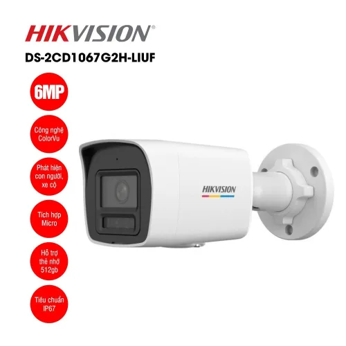 Bán camera IP 6MP thân trụ HIKVISION DS-2CD1067G2H-LIUF giá rẻ