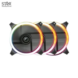 Quạt tản nhiệt PC Hollo | Kit 2 Fan 120mm, RGB, Đen - Bezon Buôn Ma Thuột