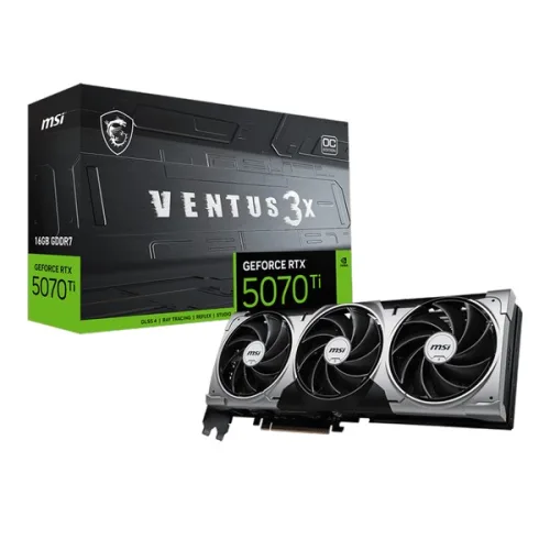 Card màn hình NVIDIA GeForce RTX 5070 Ti MSI Ventus 3X OC | 16GB GDDR7, 8960 CUDA, 750W