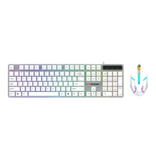 Combo Phím Chuột Gaming Magic KM-01L | Có dây, Led Rainbow, Trắng