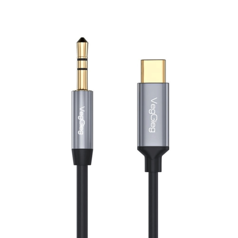 Cáp chuyển Type C sang Audio DC 3.5mm Veggieg V-A624, 1m (Tích hợp chipset DAC)