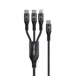 Cáp sạc 3 in 1 Bison CB301 | C to M+L+C, 100W, 1.2m - Bezon Buôn Ma Thuột