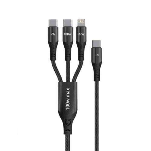 Cáp sạc 3 in 1 Bison CB301 | C to M+L+C, 100W, 1.2m