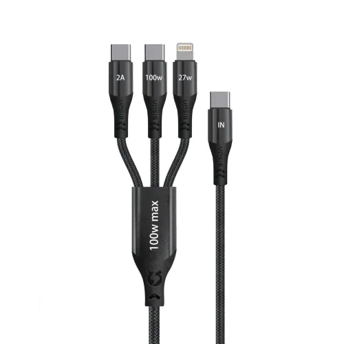 Cáp sạc 3 in 1 Bison CB301 | C to M+L+C, 100W, 1.2m