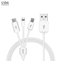 Cáp Sạc Pisen 3 in 1 AP07-1200 ( Type-C/ Lightning/ MicroUSB ) 1.2m - Bezon Buôn Ma Thuột
