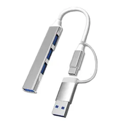 Bộ chia USB & Type-C ra 4 cổng USB (3*USB 2.0 + 1*USB 3.0) MingXin, Màu bạc - Bezon Buôn Ma Thuột