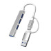 Bộ chia USB & Type-C ra 4 cổng USB (3*USB 2.0 + 1*USB 3.0) MingXin, Màu bạc - 1