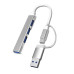 Bộ chia USB & Type-C ra 4 cổng USB (3*USB 2.0 + 1*USB 3.0) MingXin, Màu bạc - 2