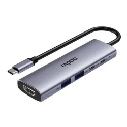 Bộ chuyển đổi đa cổng USB-C RAPOO (XD51) | USB-C to HDMI 4K 60Hz, 2 x USB-A 3.0, USB-C, PD - Bezon Buôn Ma Thuột