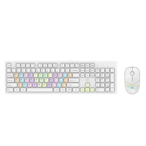 Combo phím chuột giả cơ gaming FD G9500P | Có dây, Fullsize, Membrane, RGB Rainbow, White