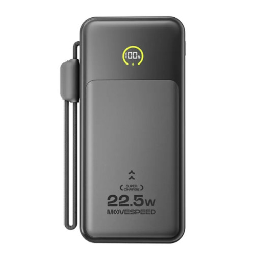 Sạc dự phòng Movespeed MSP19 22.5W | 10000mAh, Màn Led, Tích hợp Type C, Black
