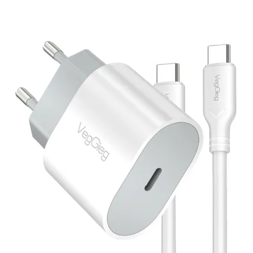 Bộ sạc nhanh Veggieg V-M101 PD20W + Cáp Type C 1.2M (Chuẩn EU)