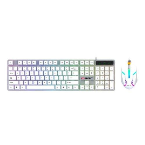 Combo Phím Chuột Gaming Magic KM-01L | Có dây, Led Rainbow, Trắng