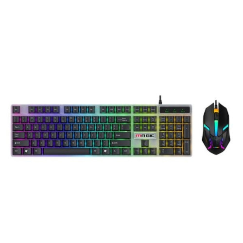 Combo Phím Chuột Gaming Magic KM-01L | Có dây, Led Rainbow, Đen