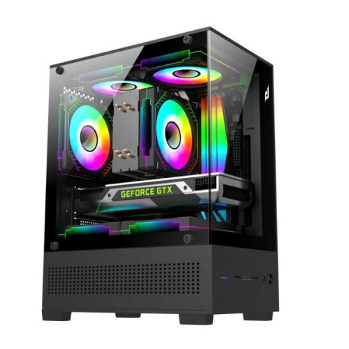 Thùng máy EDRA ECS1303H | M-ATX/ITX, Kính cường lực, Hỗ trợ 5 fan 120mm, Đen