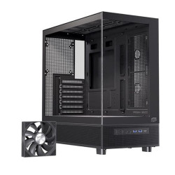 Thùng máy EINAREX S500 Core Black F-ATX | Kèm 1 Fan Đen, Kính cường lực, Đen